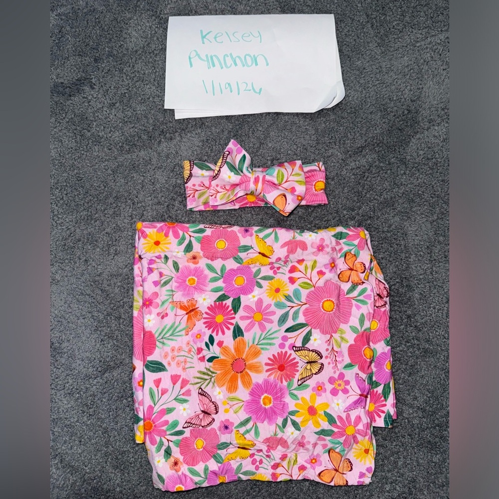 Butterfly blooms little sleepies swaddle and lux bow